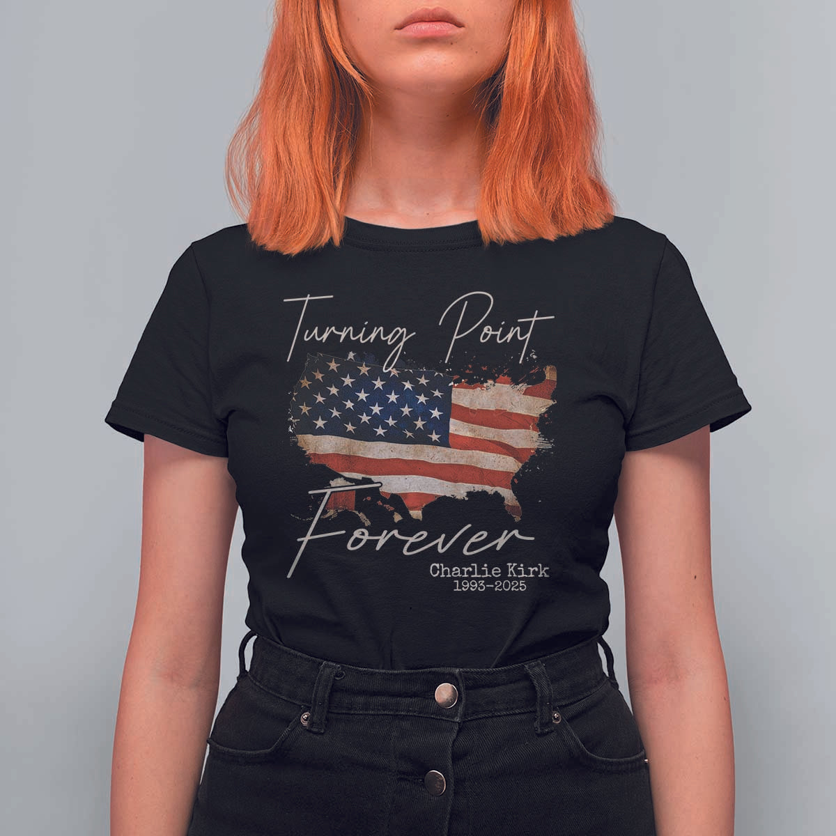 Turning Point Forever T Shirt For Women Patriotic American Map Vintage USA Flag - Wonder Print Shop