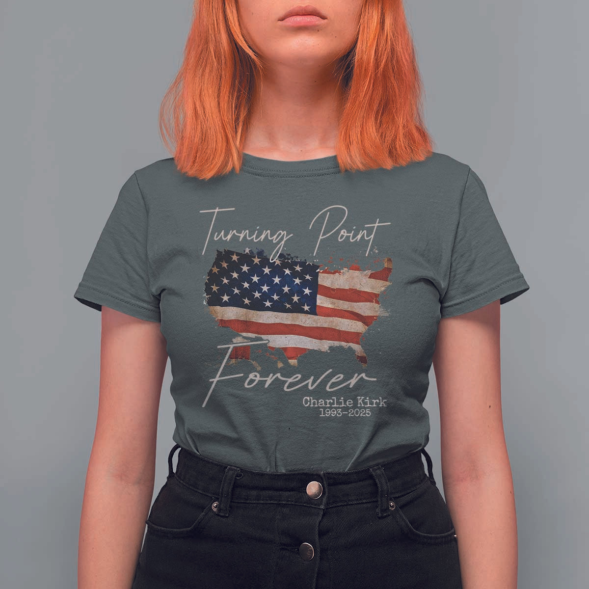 Turning Point Forever T Shirt For Women Patriotic American Map Vintage USA Flag - Wonder Print Shop