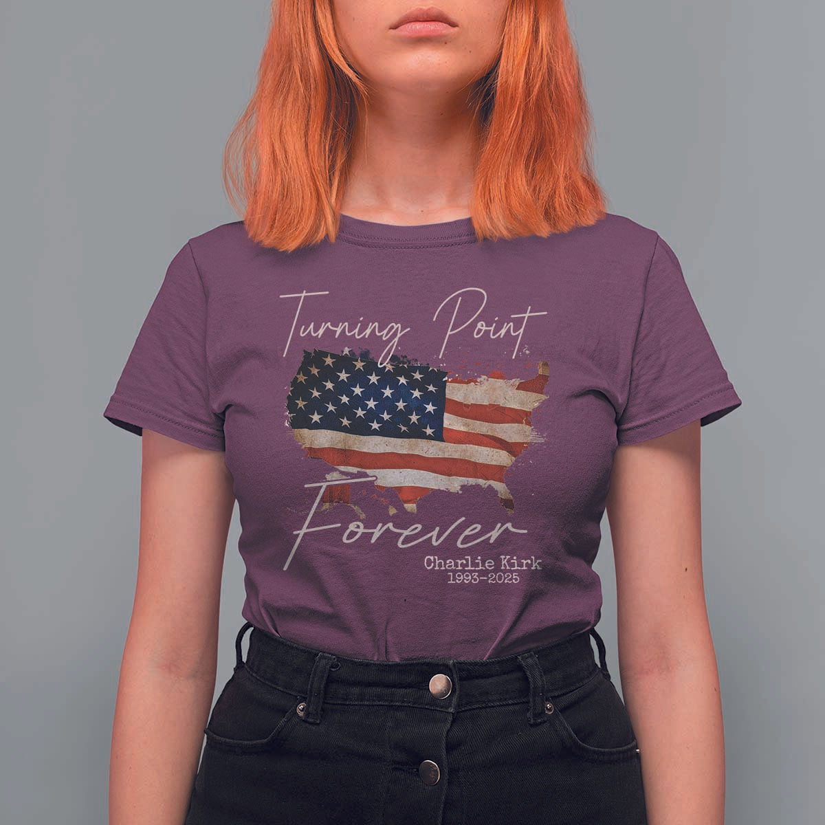 Turning Point Forever T Shirt For Women Patriotic American Map Vintage USA Flag - Wonder Print Shop