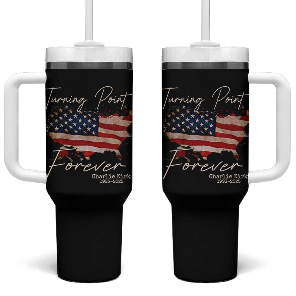 Turning Point Forever Tumbler With Handle Patriotic American Map Vintage USA Flag - Wonder Print Shop