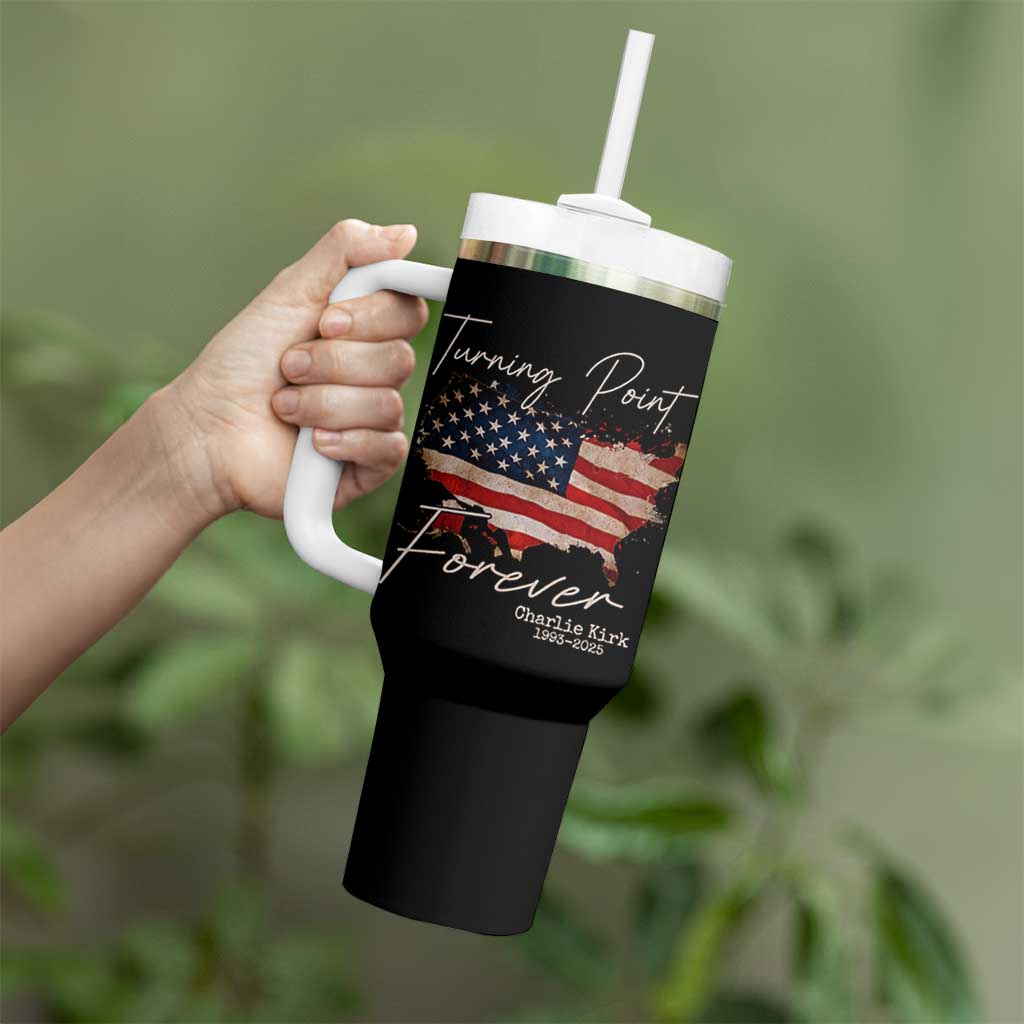 Turning Point Forever Tumbler With Handle Patriotic American Map Vintage USA Flag - Wonder Print Shop