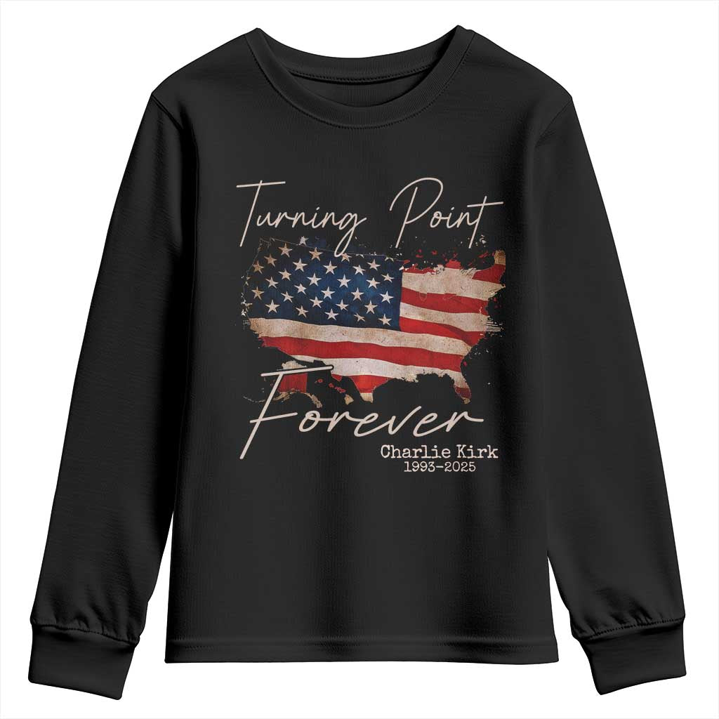 Turning Point Forever Youth Sweatshirt Patriotic American Map Vintage USA Flag - Wonder Print Shop