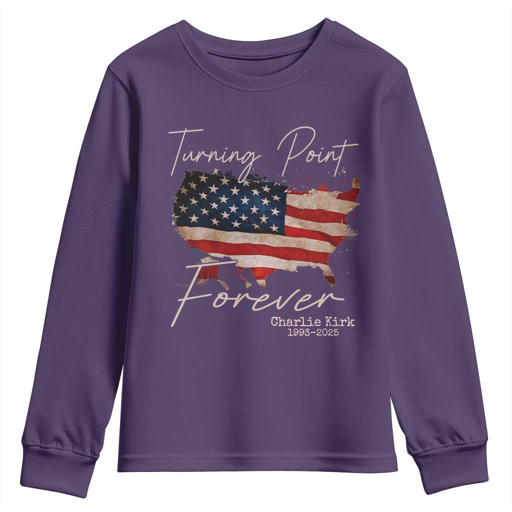 Turning Point Forever Youth Sweatshirt Patriotic American Map Vintage USA Flag - Wonder Print Shop