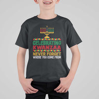 Celebrating Kwanzaa Never Forget Where You Come From Kinara Candle T Shirt For Kid - Wonder Print Shop
