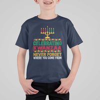 Celebrating Kwanzaa Never Forget Where You Come From Kinara Candle T Shirt For Kid - Wonder Print Shop