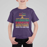 Celebrating Kwanzaa Never Forget Where You Come From Kinara Candle T Shirt For Kid - Wonder Print Shop