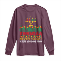 Celebrating Kwanzaa Never Forget Where You Come From Kinara Candle Long Sleeve Shirt