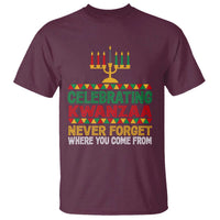 Celebrating Kwanzaa Never Forget Where You Come From Kinara Candle T Shirt - Wonder Print Shop
