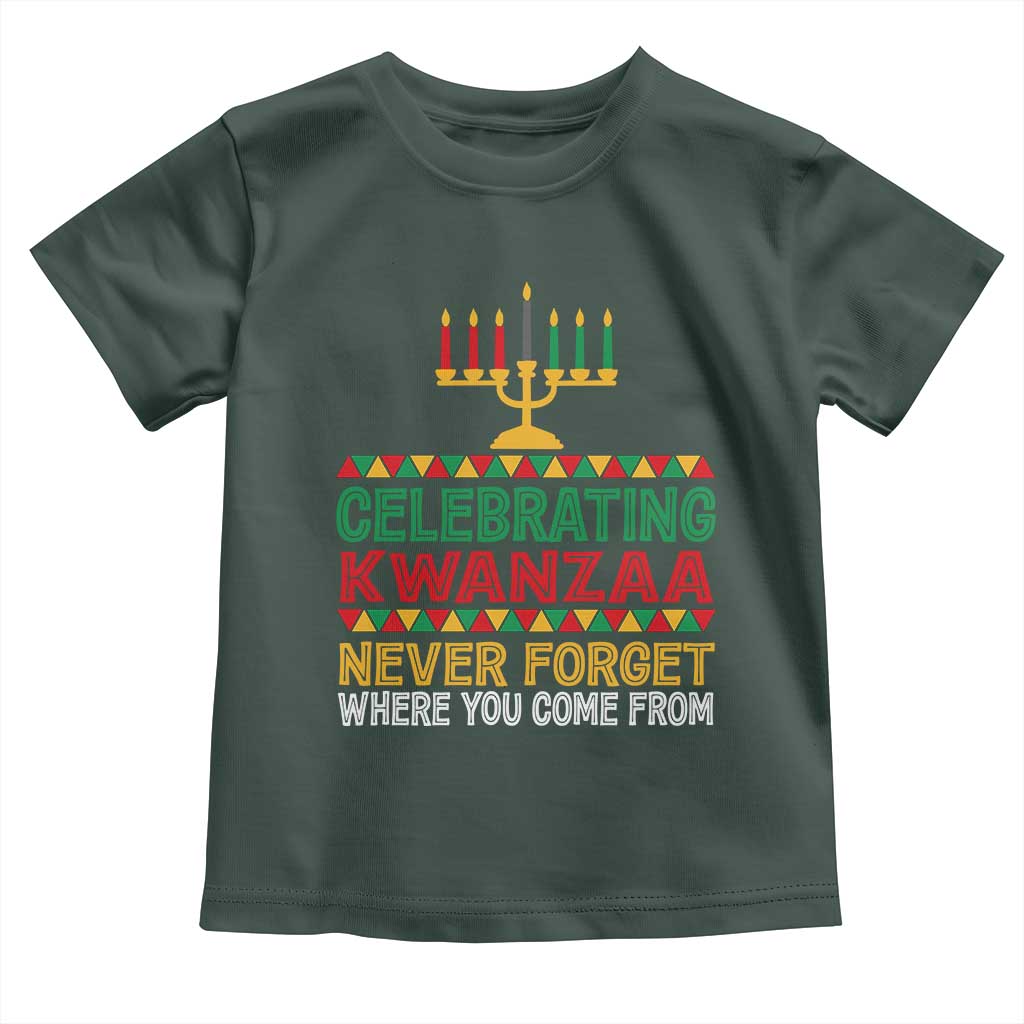 Celebrating Kwanzaa Never Forget Where You Come From Kinara Candle Toddler T Shirt