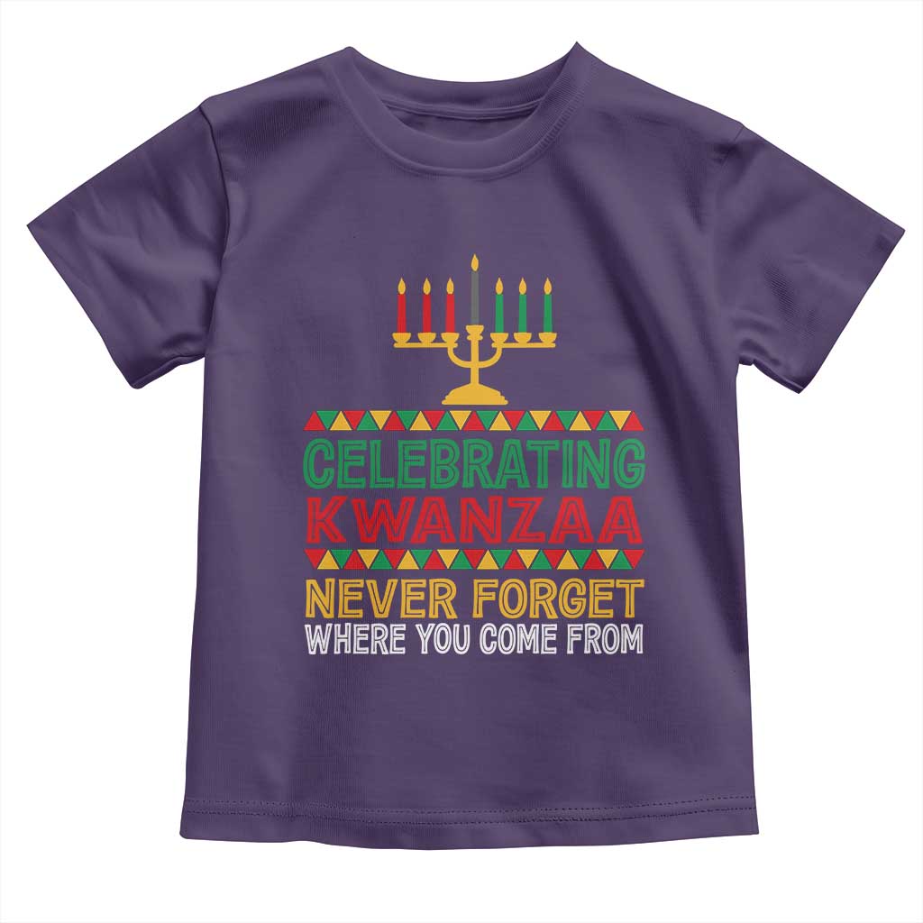 Celebrating Kwanzaa Never Forget Where You Come From Kinara Candle Toddler T Shirt
