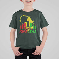 Happy Kwanzaa T Shirt For Kid Black Holiday African American Christmas Kinara Candle - Wonder Print Shop