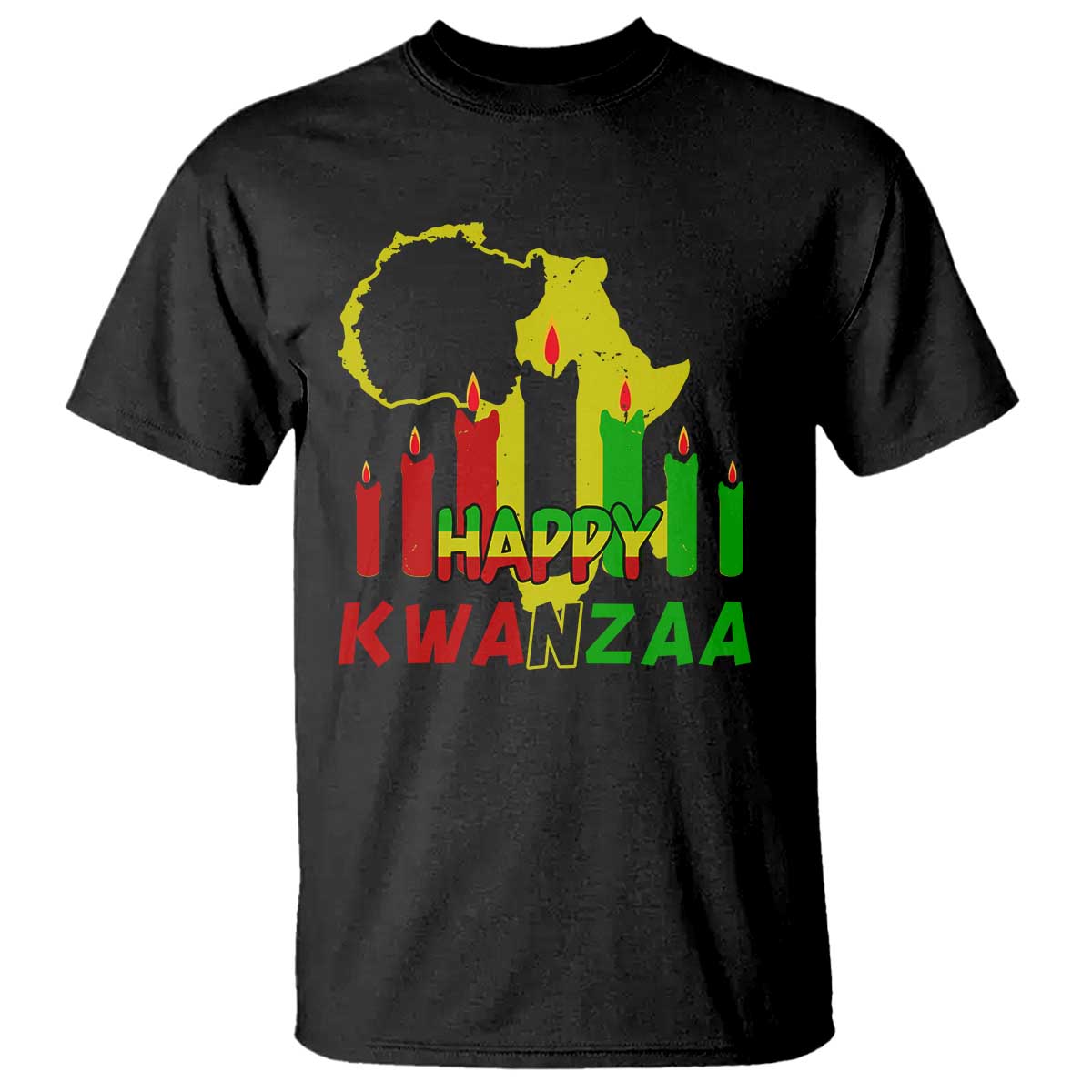 Happy Kwanzaa T Shirt Black Holiday African American Christmas Kinara Candle - Wonder Print Shop