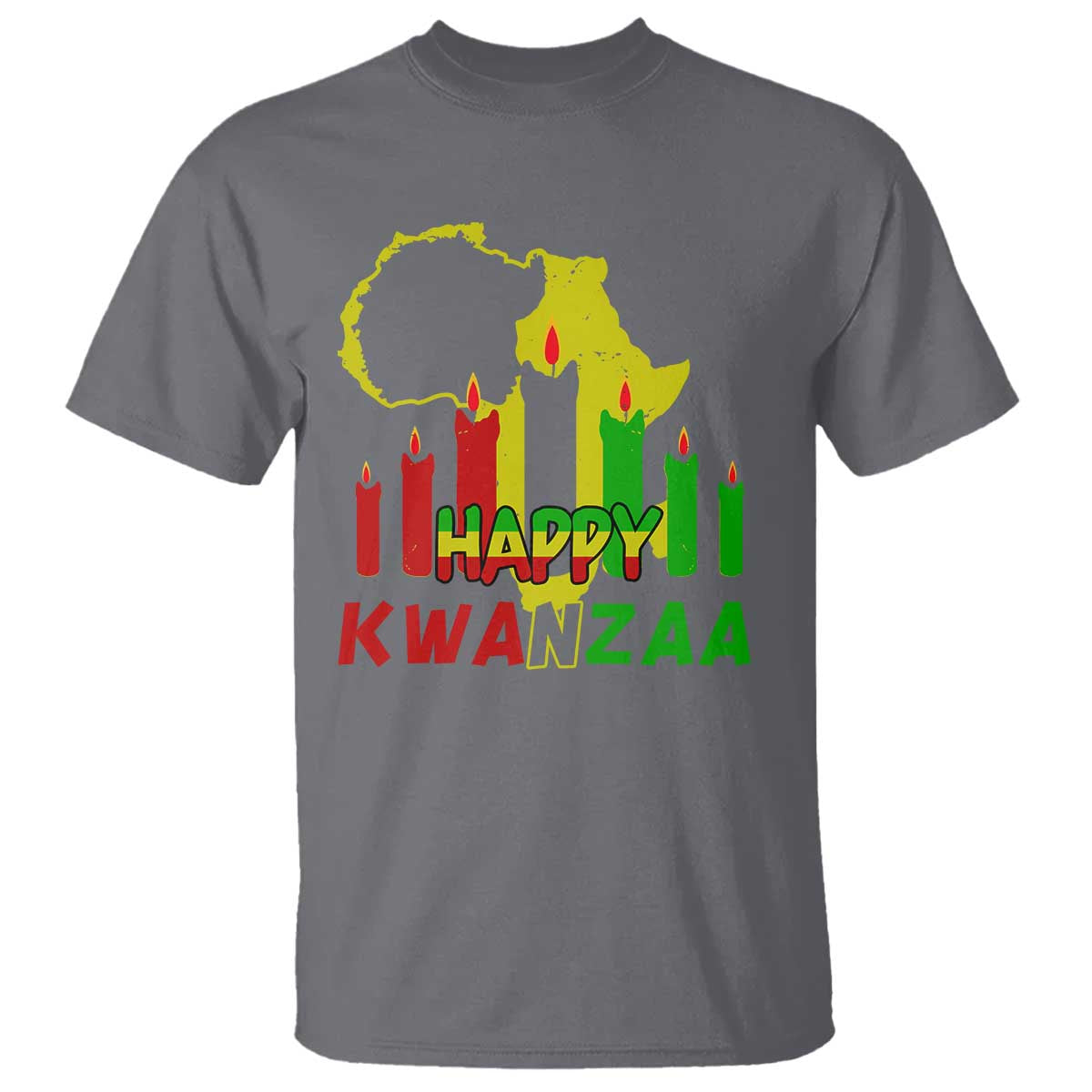 Happy Kwanzaa T Shirt Black Holiday African American Christmas Kinara Candle - Wonder Print Shop