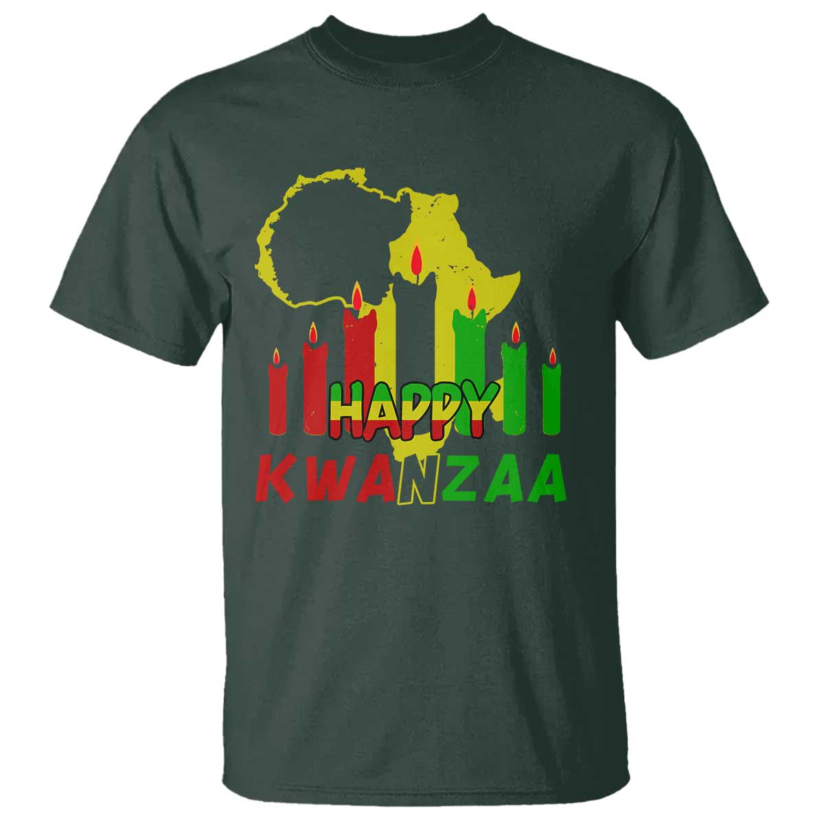 Happy Kwanzaa T Shirt Black Holiday African American Christmas Kinara Candle - Wonder Print Shop