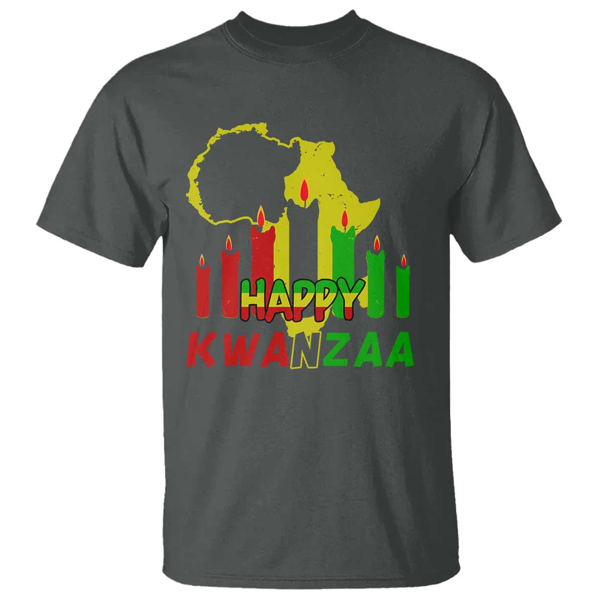 Happy Kwanzaa T Shirt Black Holiday African American Christmas Kinara Candle - Wonder Print Shop