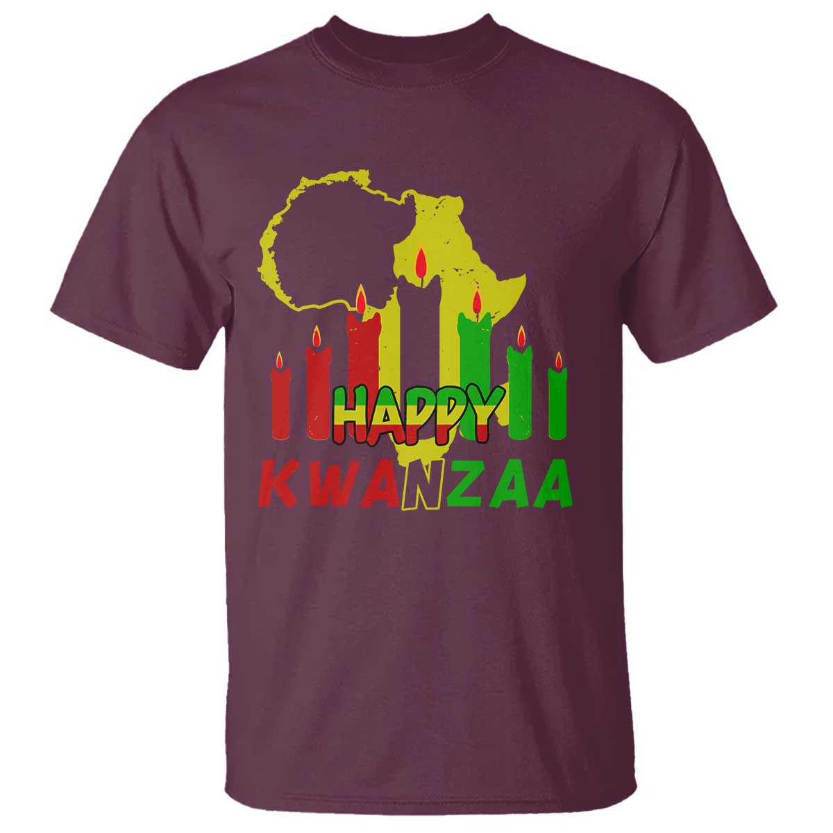 Happy Kwanzaa T Shirt Black Holiday African American Christmas Kinara Candle - Wonder Print Shop