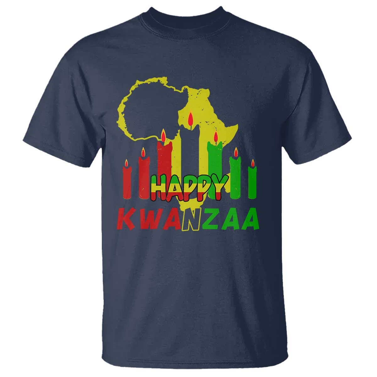 Happy Kwanzaa T Shirt Black Holiday African American Christmas Kinara Candle - Wonder Print Shop