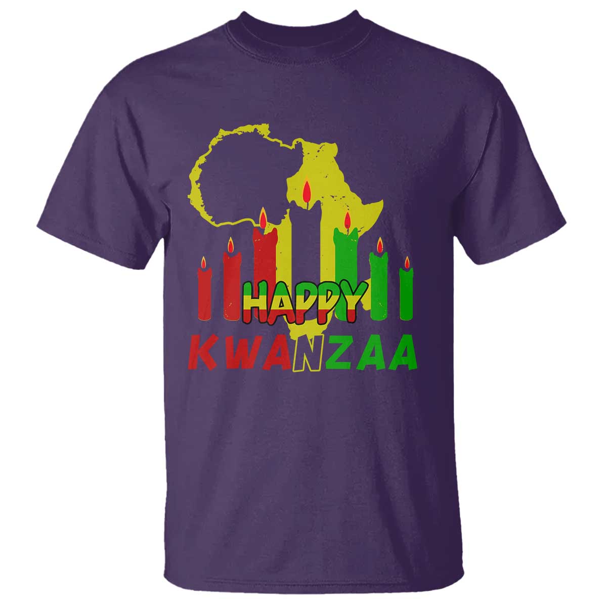Happy Kwanzaa T Shirt Black Holiday African American Christmas Kinara Candle - Wonder Print Shop