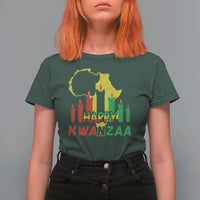 Happy Kwanzaa T Shirt For Women Black Holiday African American Christmas Kinara Candle - Wonder Print Shop