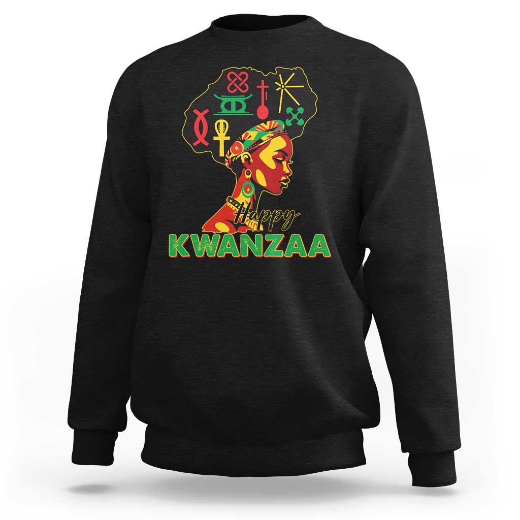 Happy Kwanzaa Sweatshirt Nguzo Saba Symbols The 7 Principles Of Kwanzaa - Wonder Print Shop