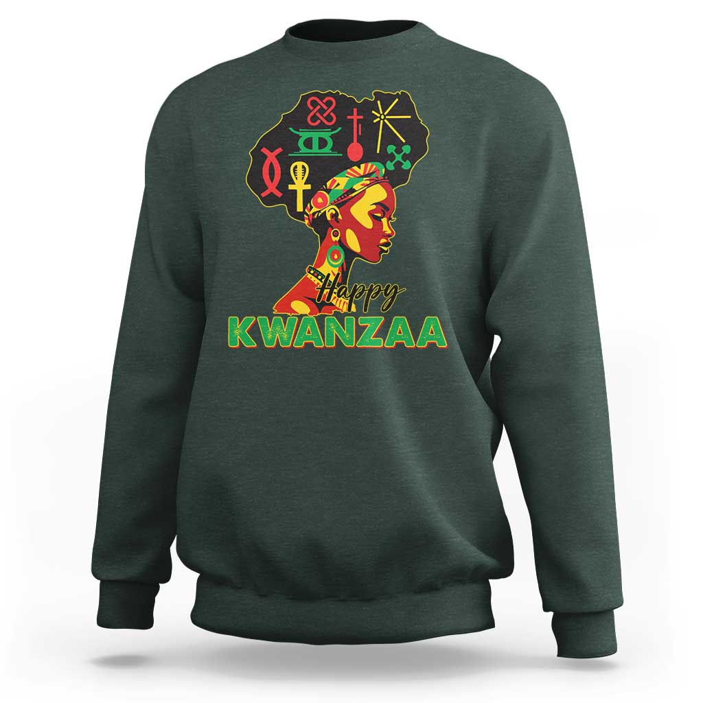 Happy Kwanzaa Sweatshirt Nguzo Saba Symbols The 7 Principles Of Kwanzaa - Wonder Print Shop