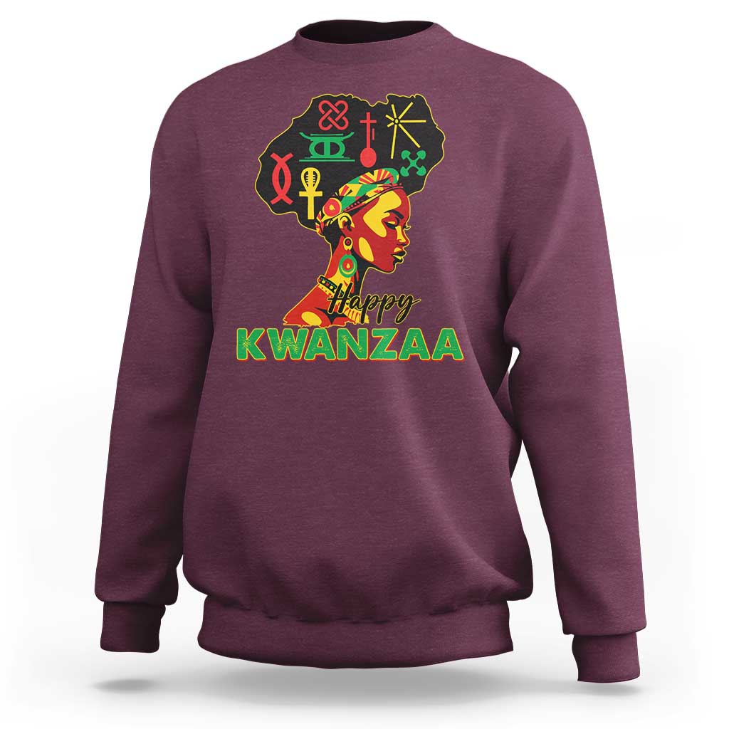 Happy Kwanzaa Sweatshirt Nguzo Saba Symbols The 7 Principles Of Kwanzaa - Wonder Print Shop