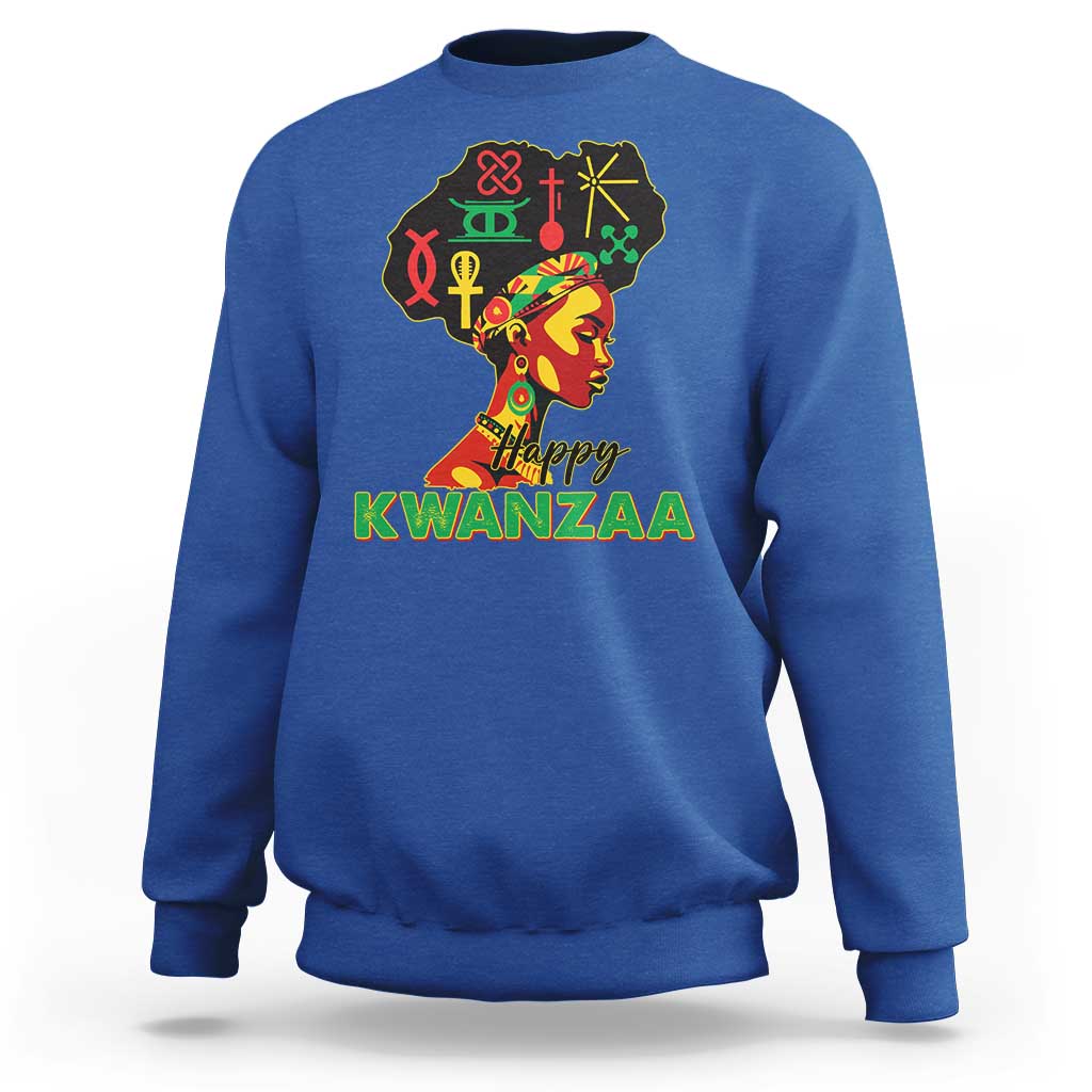 Happy Kwanzaa Sweatshirt Nguzo Saba Symbols The 7 Principles Of Kwanzaa - Wonder Print Shop