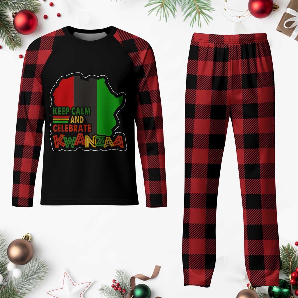 Keep Calm And Celebrate Kwanzaa Plaid Pajama Set Black Holiday African American Xmas - Wonder Print Shop