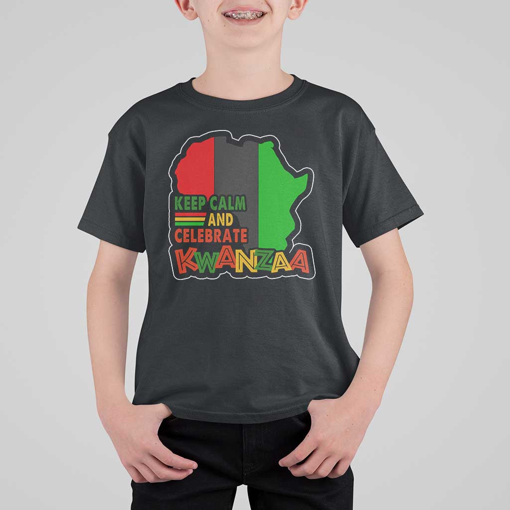 Keep Calm And Celebrate Kwanzaa T Shirt For Kid Black Holiday African American Christmas - Wonder Print Shop