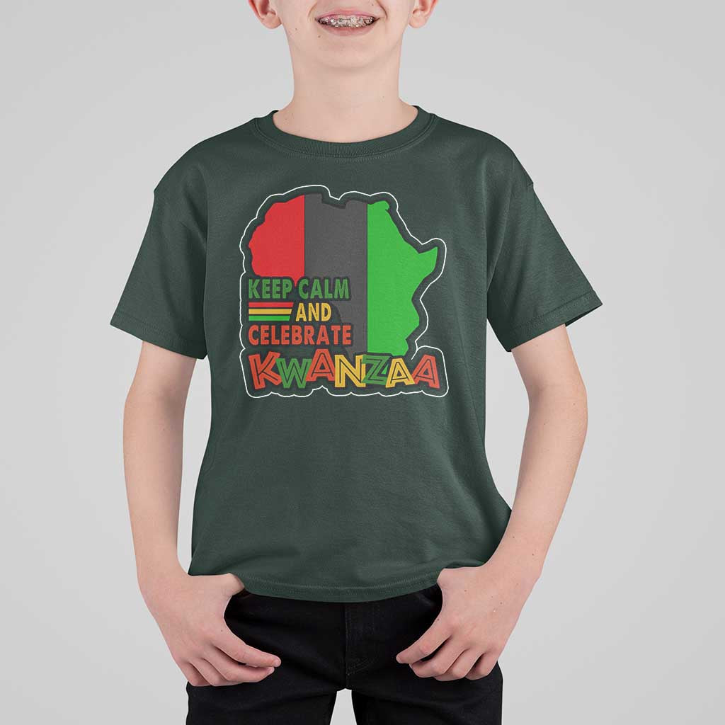 Keep Calm And Celebrate Kwanzaa T Shirt For Kid Black Holiday African American Christmas - Wonder Print Shop