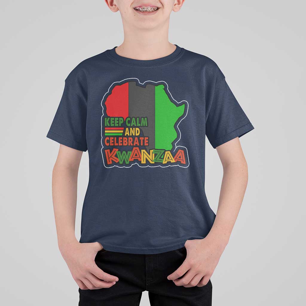 Keep Calm And Celebrate Kwanzaa T Shirt For Kid Black Holiday African American Christmas - Wonder Print Shop