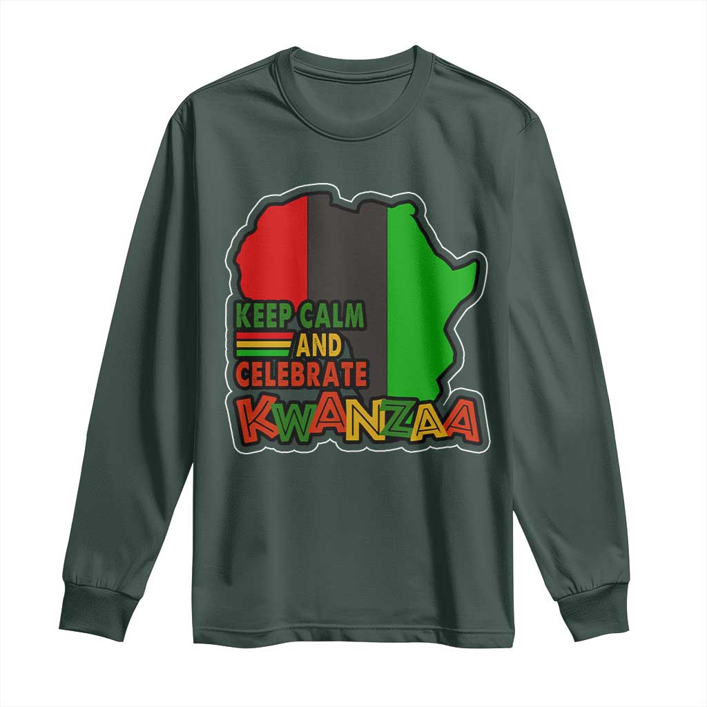 Keep Calm And Celebrate Kwanzaa Long Sleeve Shirt Black Holiday African American Christmas