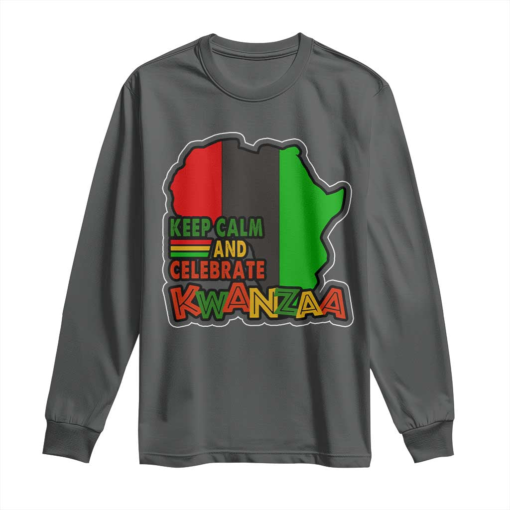 Keep Calm And Celebrate Kwanzaa Long Sleeve Shirt Black Holiday African American Christmas
