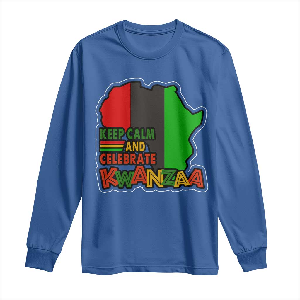 Keep Calm And Celebrate Kwanzaa Long Sleeve Shirt Black Holiday African American Christmas