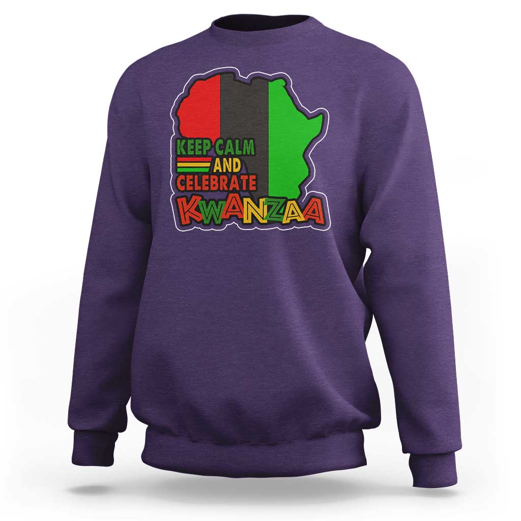 Keep Calm And Celebrate Kwanzaa Sweatshirt Black Holiday African American Christmas - Wonder Print Shop