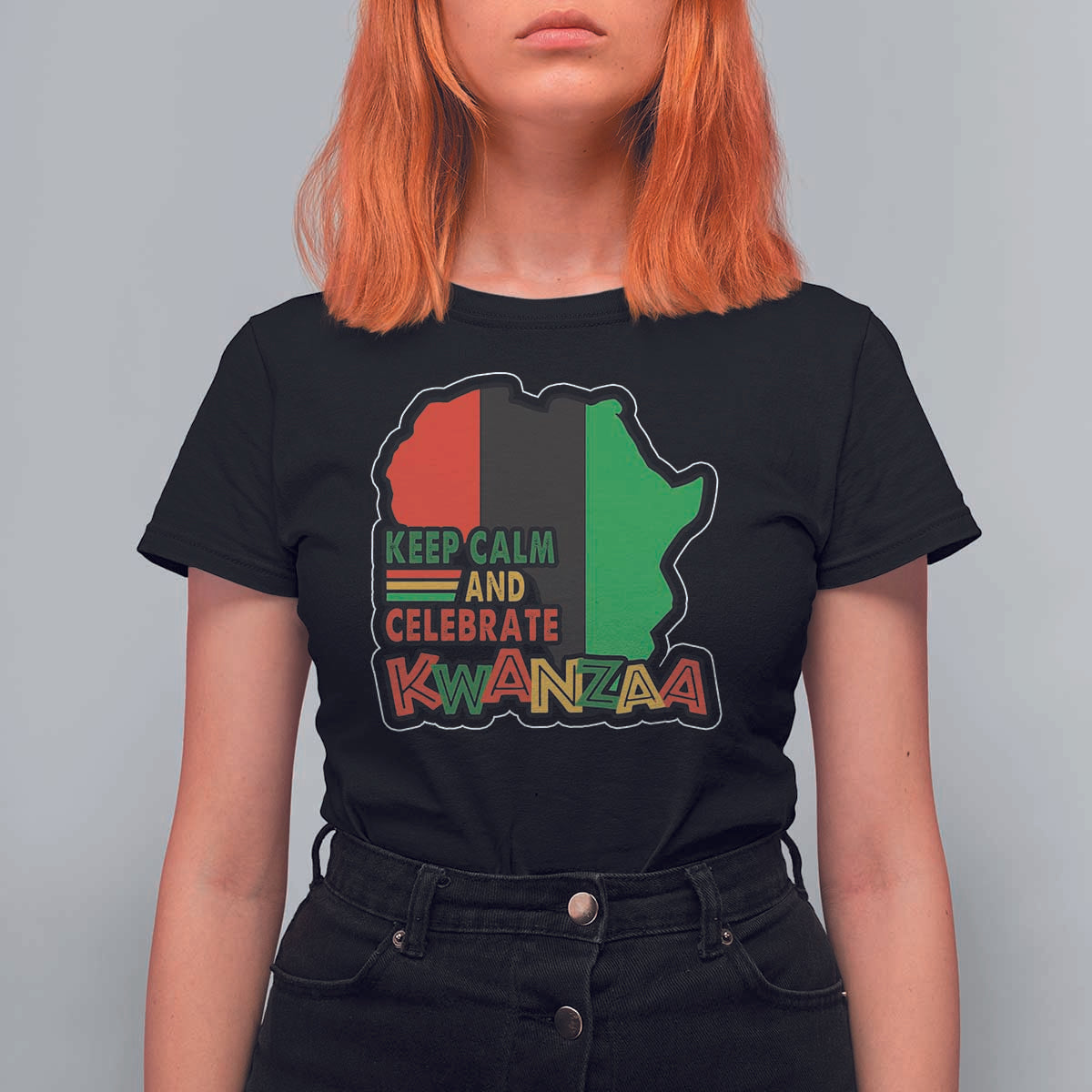 Keep Calm And Celebrate Kwanzaa T Shirt For Women Black Holiday African American Christmas - Wonder Print Shop