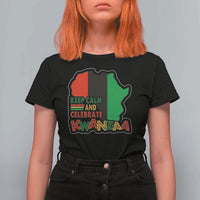 Keep Calm And Celebrate Kwanzaa T Shirt For Women Black Holiday African American Christmas - Wonder Print Shop