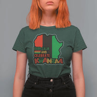 Keep Calm And Celebrate Kwanzaa T Shirt For Women Black Holiday African American Christmas - Wonder Print Shop