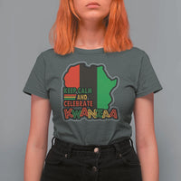 Keep Calm And Celebrate Kwanzaa T Shirt For Women Black Holiday African American Christmas - Wonder Print Shop