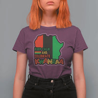 Keep Calm And Celebrate Kwanzaa T Shirt For Women Black Holiday African American Christmas - Wonder Print Shop