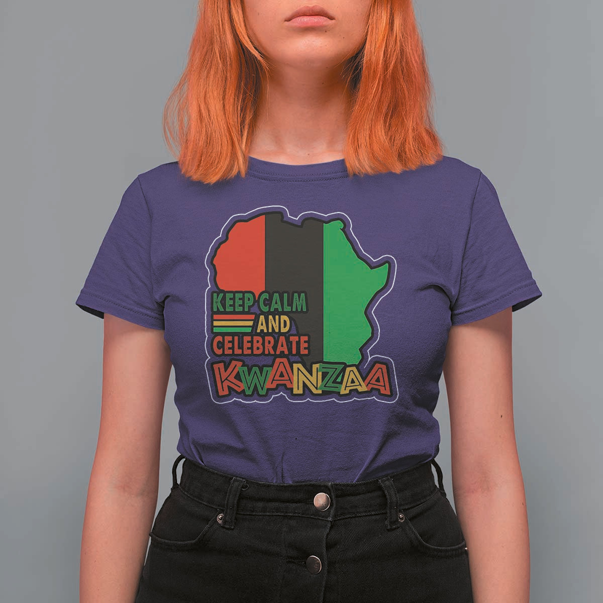 Keep Calm And Celebrate Kwanzaa T Shirt For Women Black Holiday African American Christmas - Wonder Print Shop