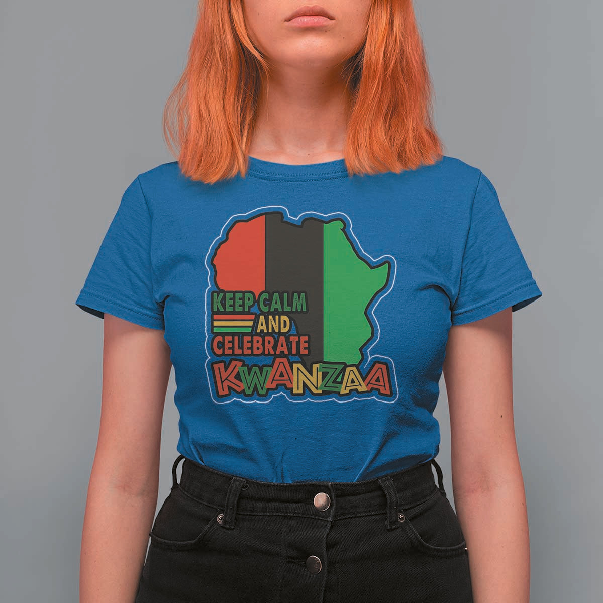 Keep Calm And Celebrate Kwanzaa T Shirt For Women Black Holiday African American Christmas - Wonder Print Shop