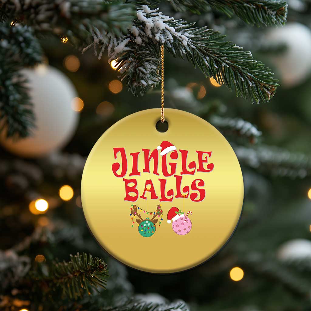 Funny Xmas Pickleball Christmas Ornament Jingle Balls Reindeer Santa Hat Ball - Wonder Print Shop