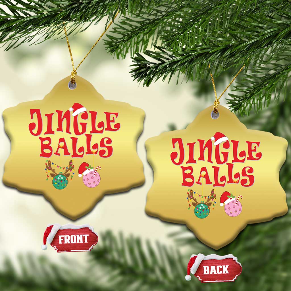 Funny Xmas Pickleball Christmas Ornament Jingle Balls Reindeer Santa Hat Ball - Wonder Print Shop