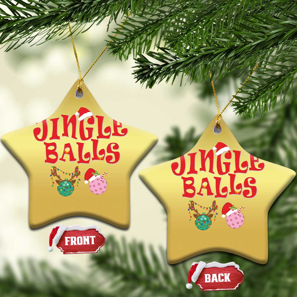 Funny Xmas Pickleball Christmas Ornament Jingle Balls Reindeer Santa Hat Ball - Wonder Print Shop