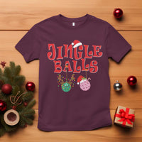 Funny Christmas Pickleball T Shirt Jingle Balls Reindeer Santa Hat Ball - Wonder Print Shop
