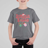 Funny Christmas Pickleball T Shirt For Kid Jingle Balls Reindeer Santa Hat Ball - Wonder Print Shop