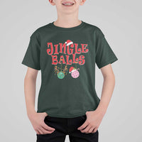 Funny Christmas Pickleball T Shirt For Kid Jingle Balls Reindeer Santa Hat Ball - Wonder Print Shop