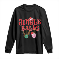 Funny Christmas Pickleball Long Sleeve Shirt Jingle Balls Reindeer Santa Hat Ball