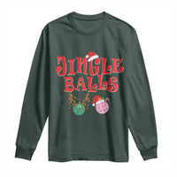 Funny Christmas Pickleball Long Sleeve Shirt Jingle Balls Reindeer Santa Hat Ball
